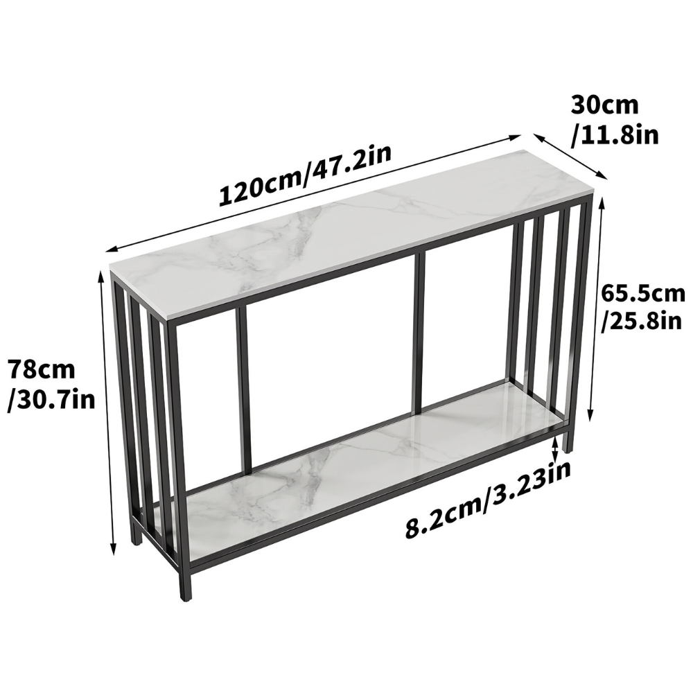 47.2โ Console Table Sintered Stone Entryway Table with Metal Base