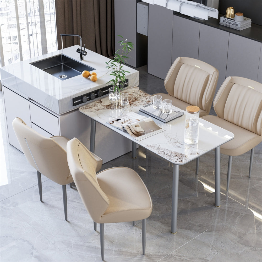 Modern Armless Leisure Chairs Microfiber Silicone Leather Dining Table Chairs
