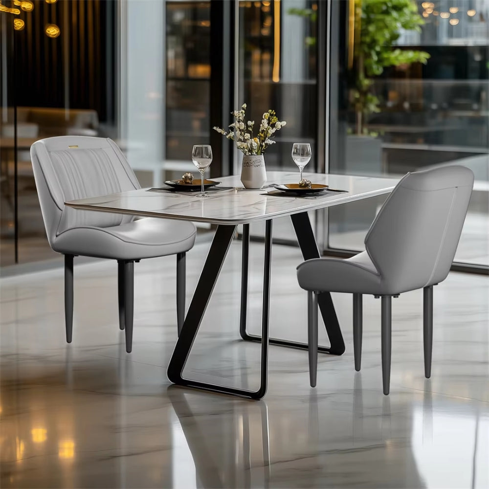 Modern Armless Leisure Chairs Microfiber Silicone Leather Dining Table Chairs