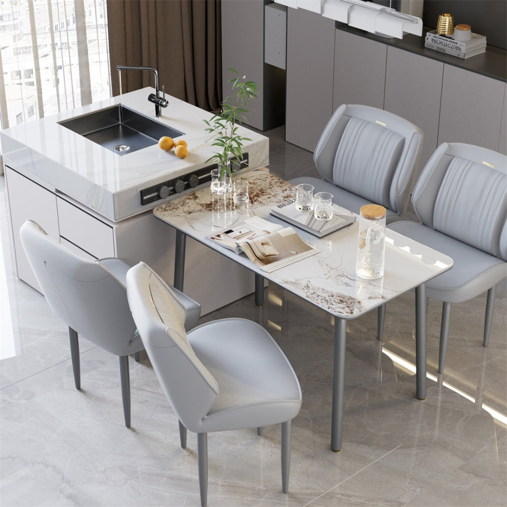 Modern Armless Leisure Chairs Microfiber Silicone Leather Dining Table Chairs