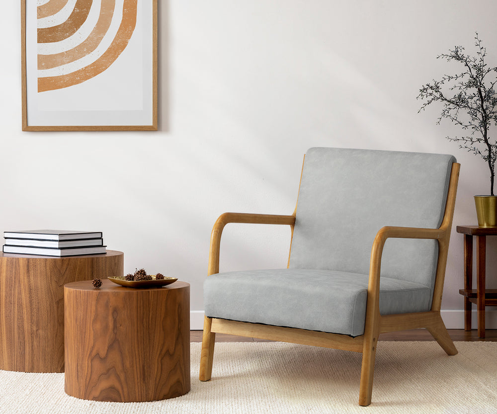 Light Grey Wooden Armchair