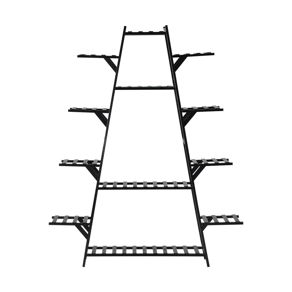 Plant Stand with 12 Shelves Bamboo Frame Black