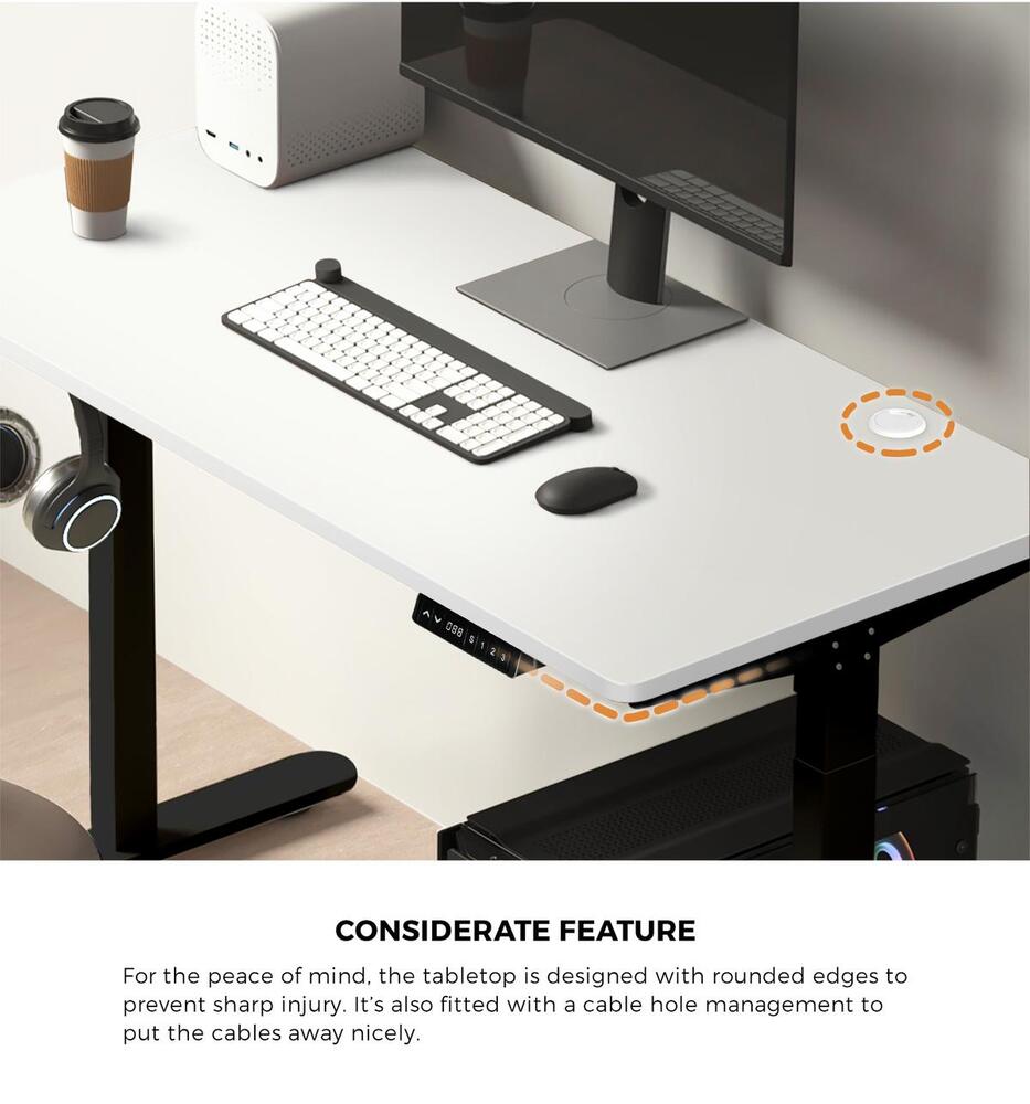 Adjustable Standing Desk Dual Motor 150cm Black and White