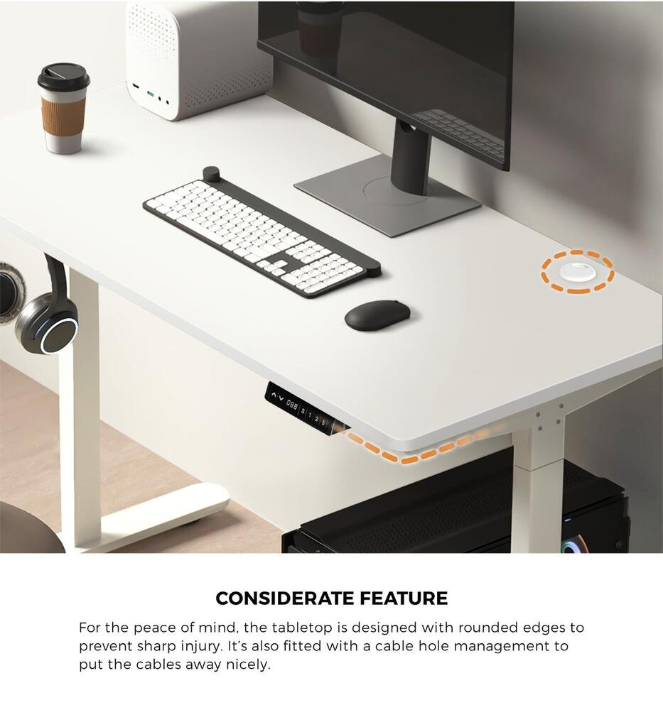 Adjustable Standing Desk Dual Motor 150cm White