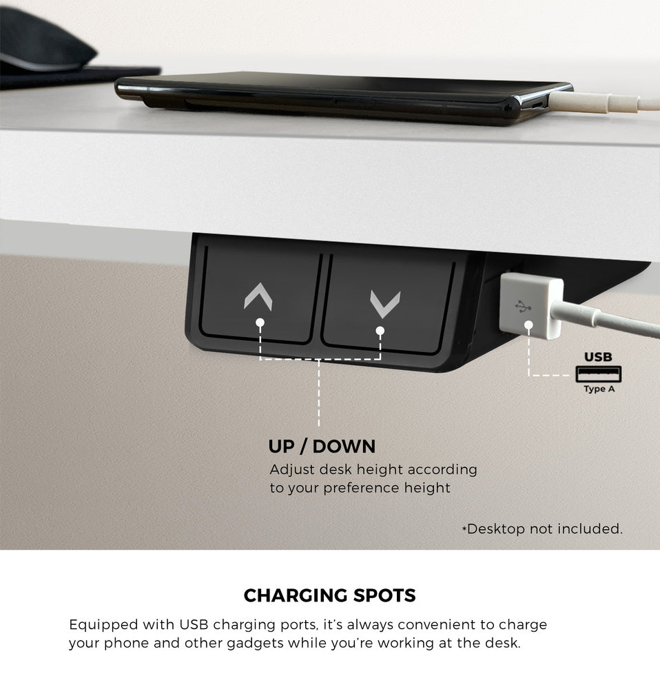 Electric Standing Desk Single Motor 150cm White and Walnut