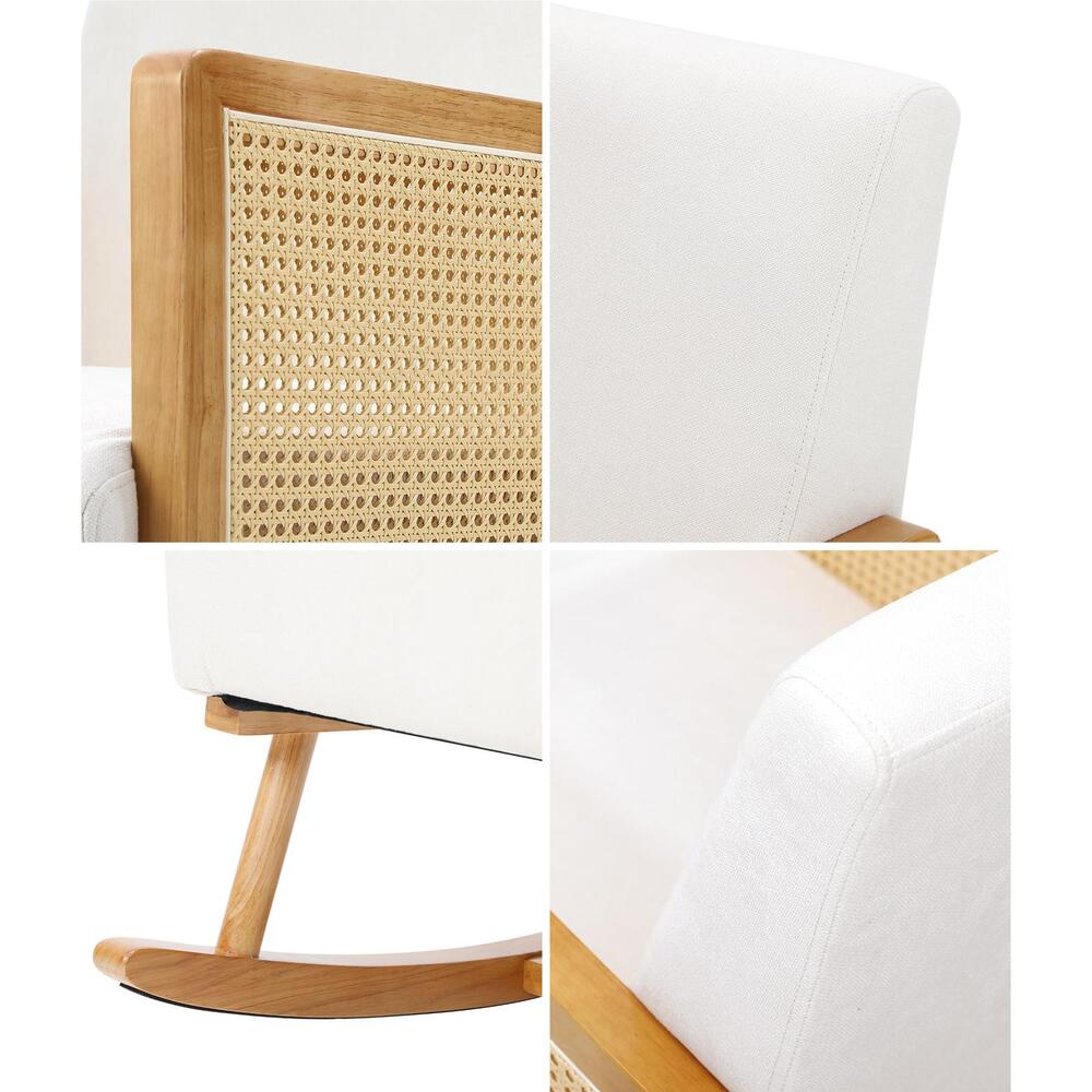 Beige PE Rattan Rocking Chair