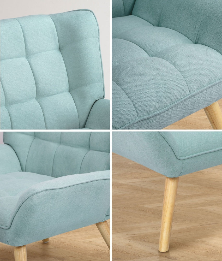Blue Fabric Upholstered Tub Armchair