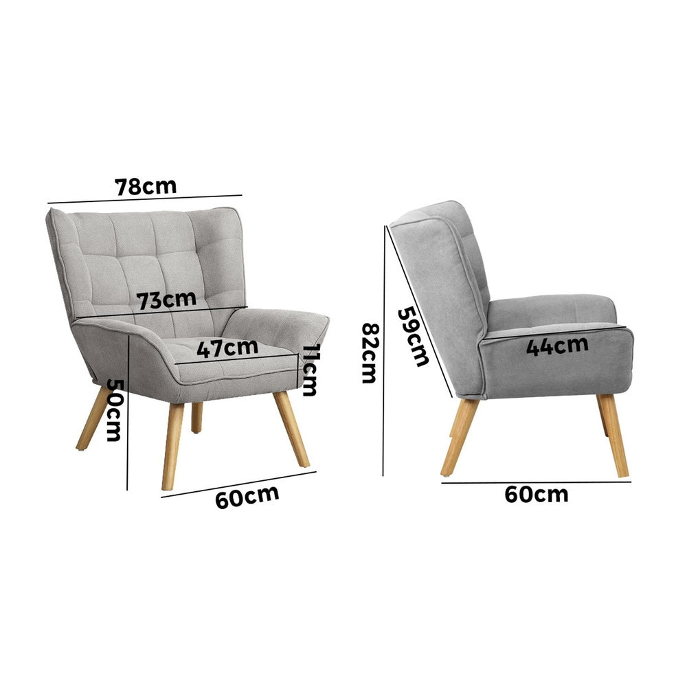 Grey Fabric Upholstered Tub Armchair