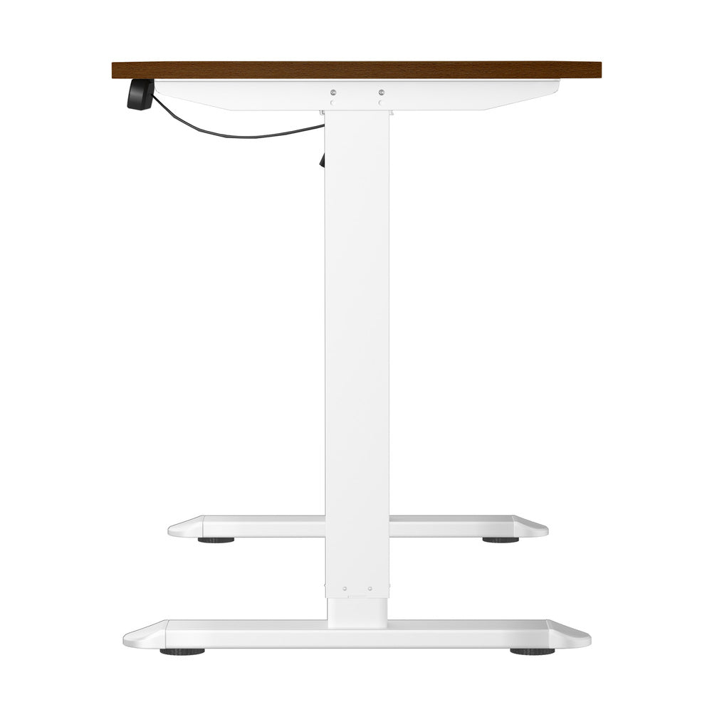 120cm Electric Standing Desk Single Motor Walnut and White