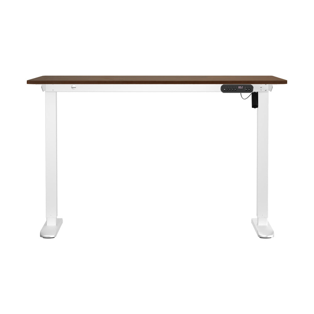 120cm Electric Standing Desk Single Motor Walnut and White