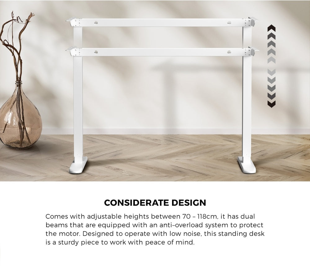 120cm Electric Standing Desk Single Motor Walnut and White