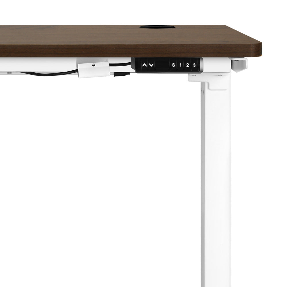 140cm Motorized Adjustable Standing Desk White and Walnut