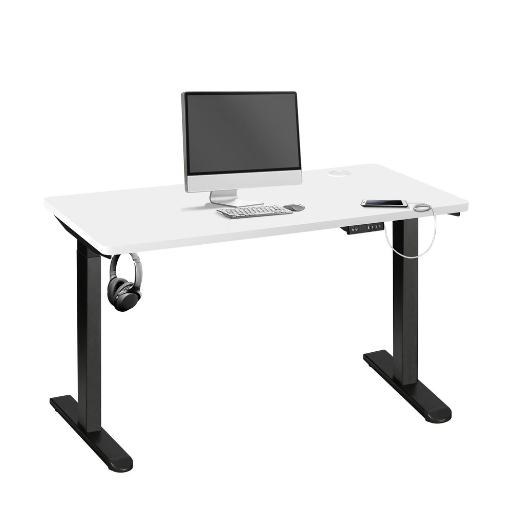 140cm Dual Motor Adjustable Standing Desk Black and White
