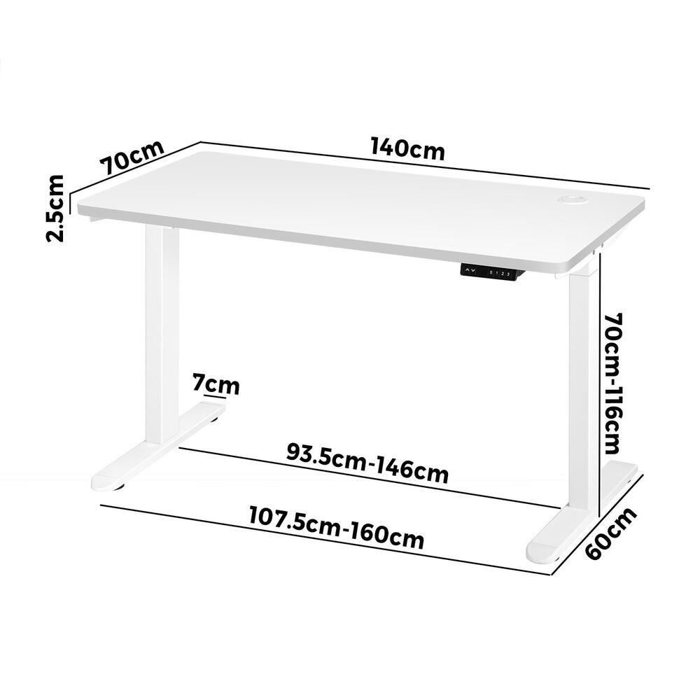 140cm Dual Motor Adjustable Standing Desk White