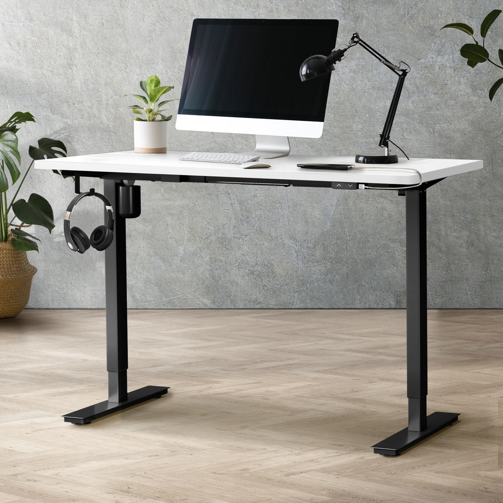 140cm Electric Standing Desk Single Motor Black and White