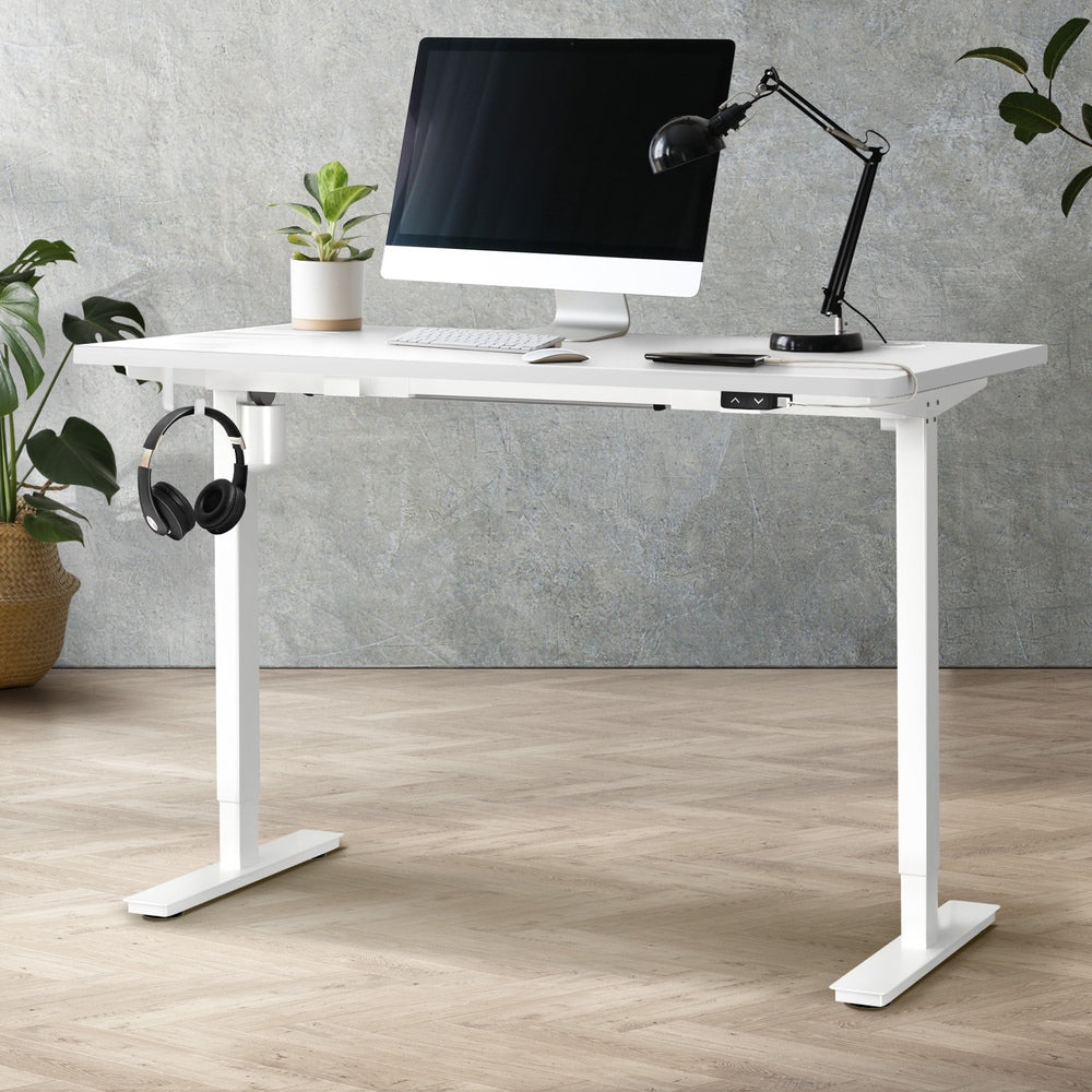 140cm Electric Standing Desk Single Motor White