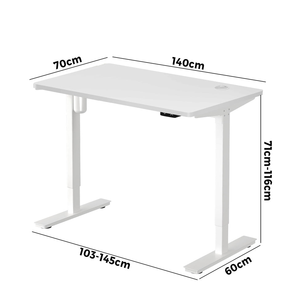 140cm Electric Standing Desk Single Motor White