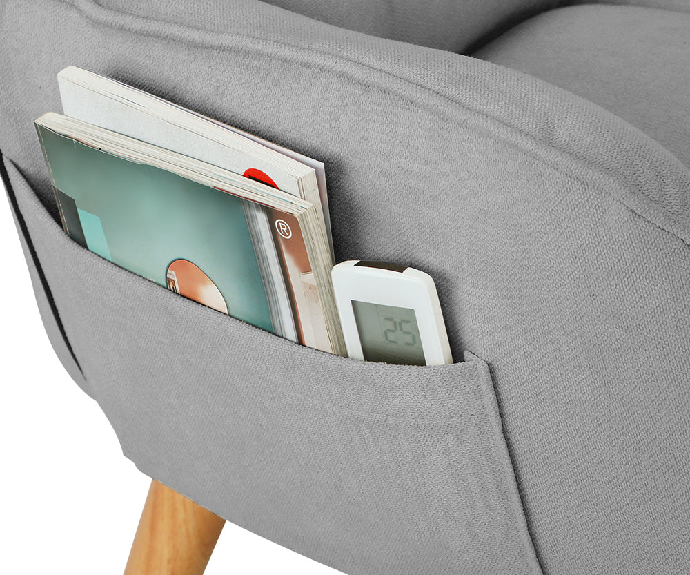 360 Degree Swivel Armchair with Stool Seat Grey