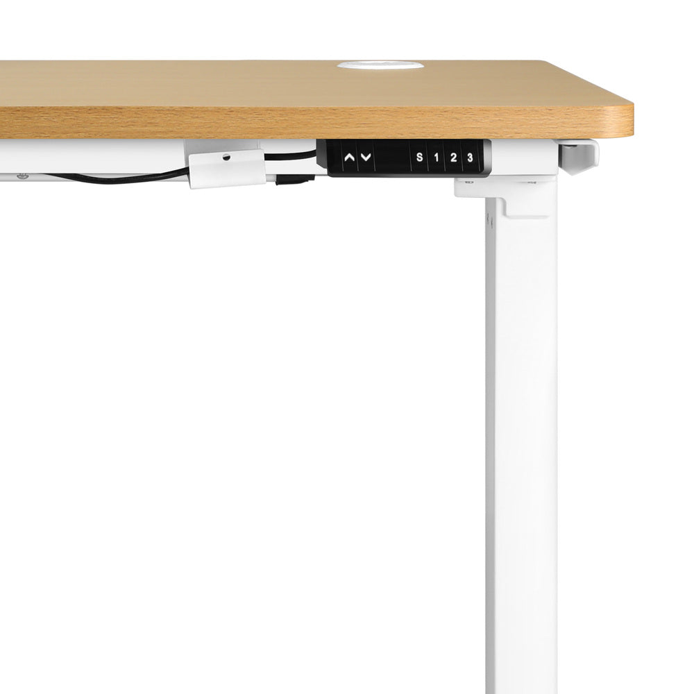 Motorized Adjustable Standing Desk 150 cm White and Oak