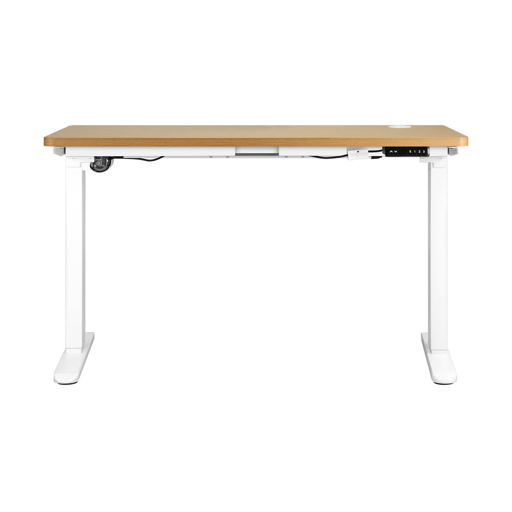 Motorized Adjustable Standing Desk 150 cm White and Oak