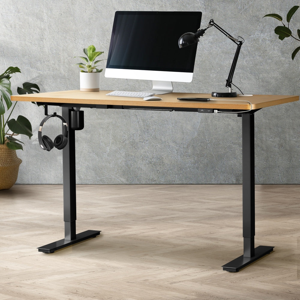 Electric Standing Desk Single Motor Black Oak 150 cm