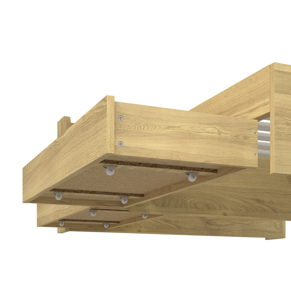 Queen Bed Frame with Charging Ports and 2 Drawers