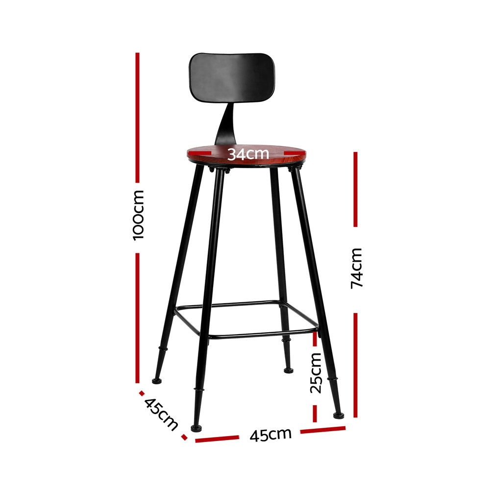 Artiss 2x Bar Stools Vintage Metal Chairs (DzTest)