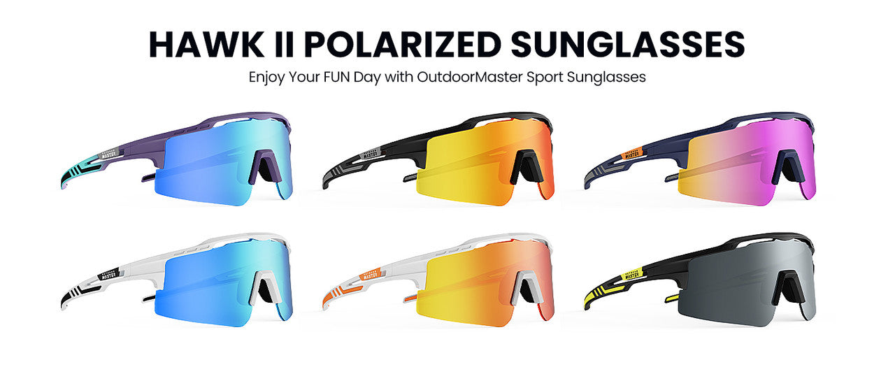 OutdoorMaster Hawk II Polarized Sports Sunglasses for Men Women, TAC 100% UV400 Protection TR90 Frame Cycling Sunglasses, Baseball Running Fishing Golf Glasses-White Frame+revo Blue Cat.3