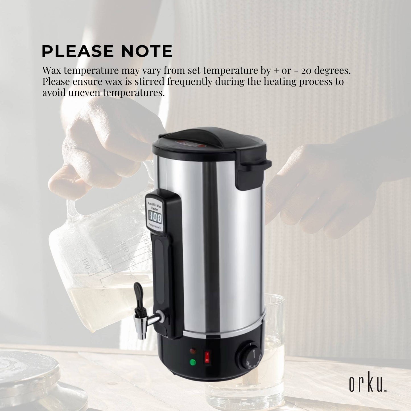 8L Orku Candle Wax Heater With Core Heating Tap - Electric Warmer Melter Pot