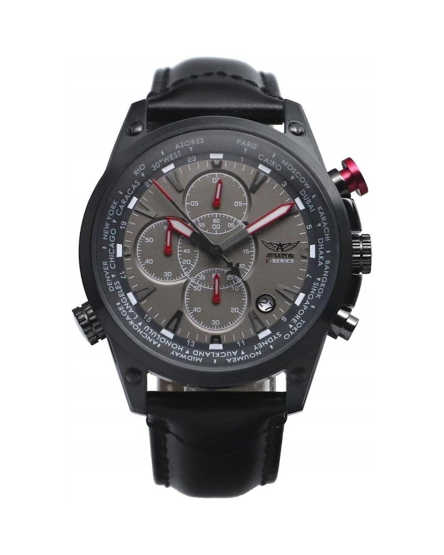 Aviator Men's Brown Leather Watch - One Size