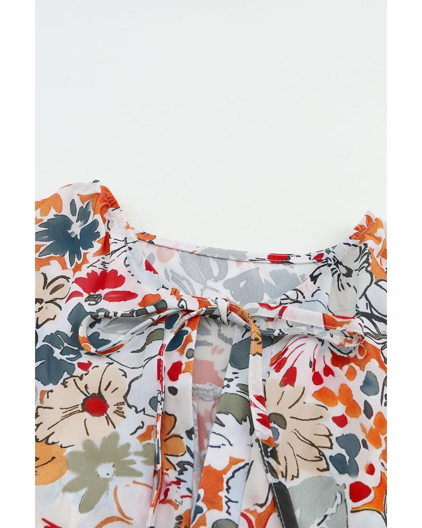 Azura Exchange Multicolor Split V Neck Flower Print Blouse - L