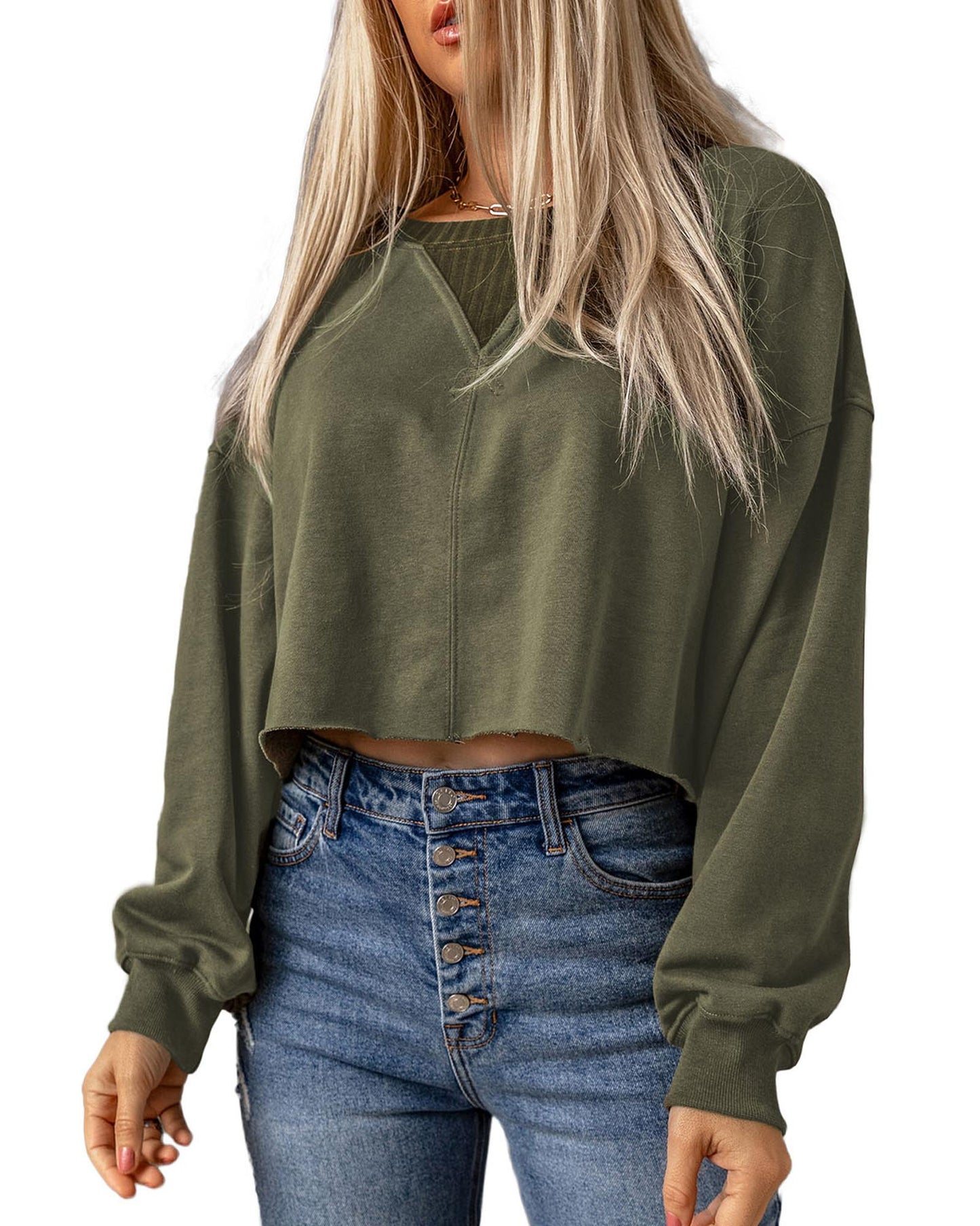 Azura Exchange Cropped Drop Shoulder Sweatshirt - XL
