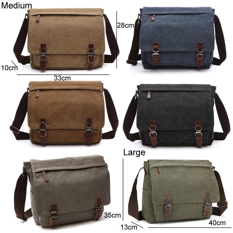 Gray Canvas Business Messenger Bag Large