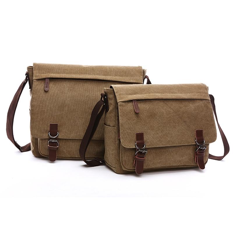 Gray Canvas Business Messenger Bag Large