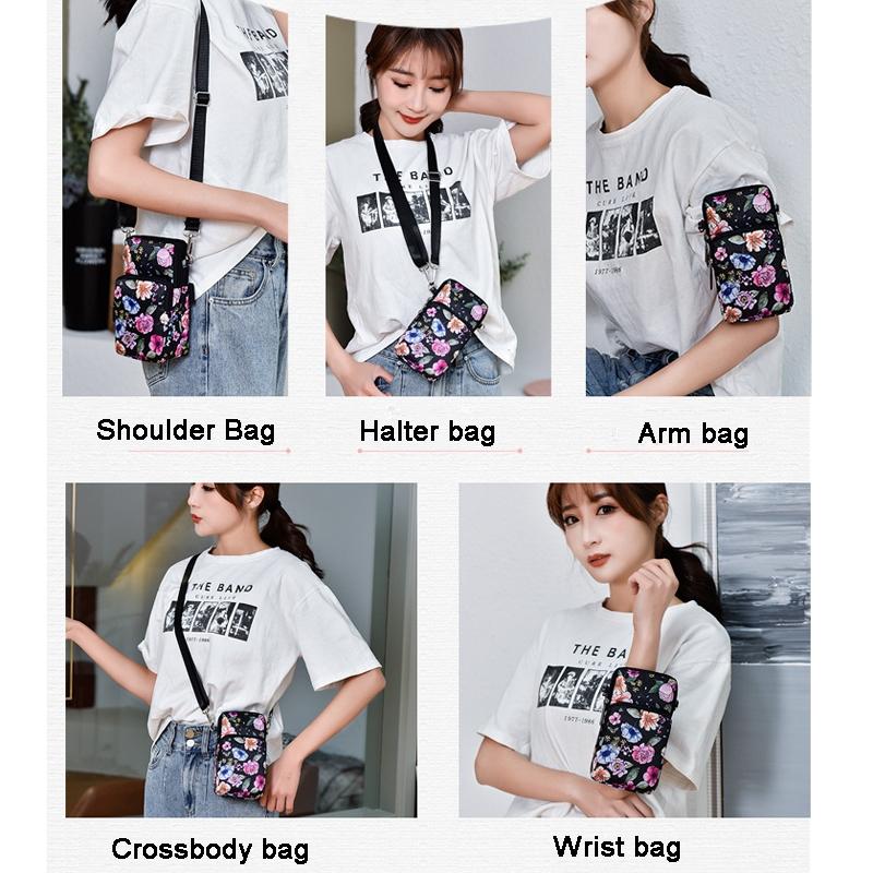 Animal Park Mini Crossbody Phone Wallet With Arm Band - Coffee Printed