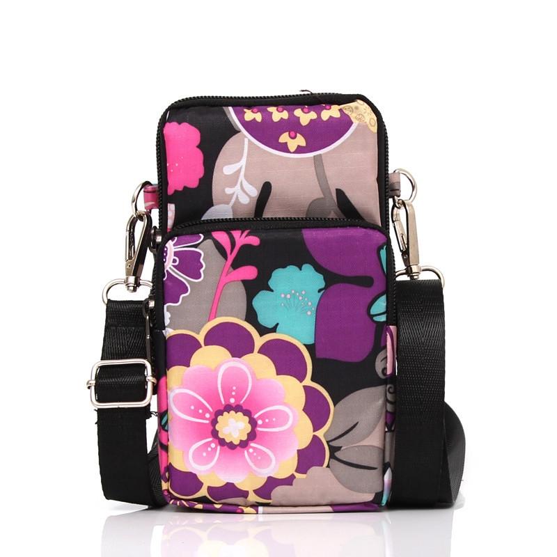Animal Park Mini Crossbody Phone Wallet With Arm Band - Coffee Printed