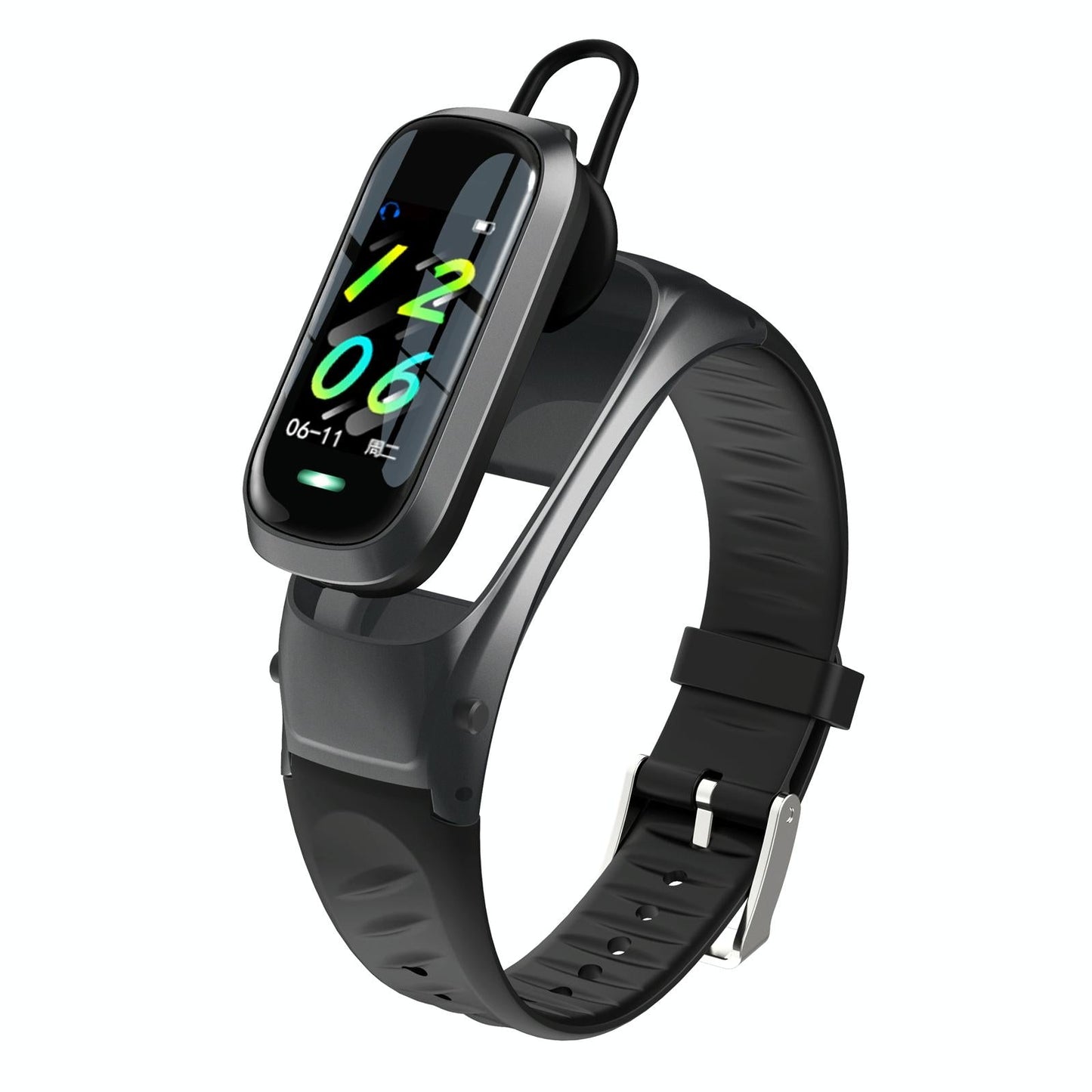 Smart Bracelet With Ai Voice Sleep & Heart Rate Monitoring Call Rejection - Black