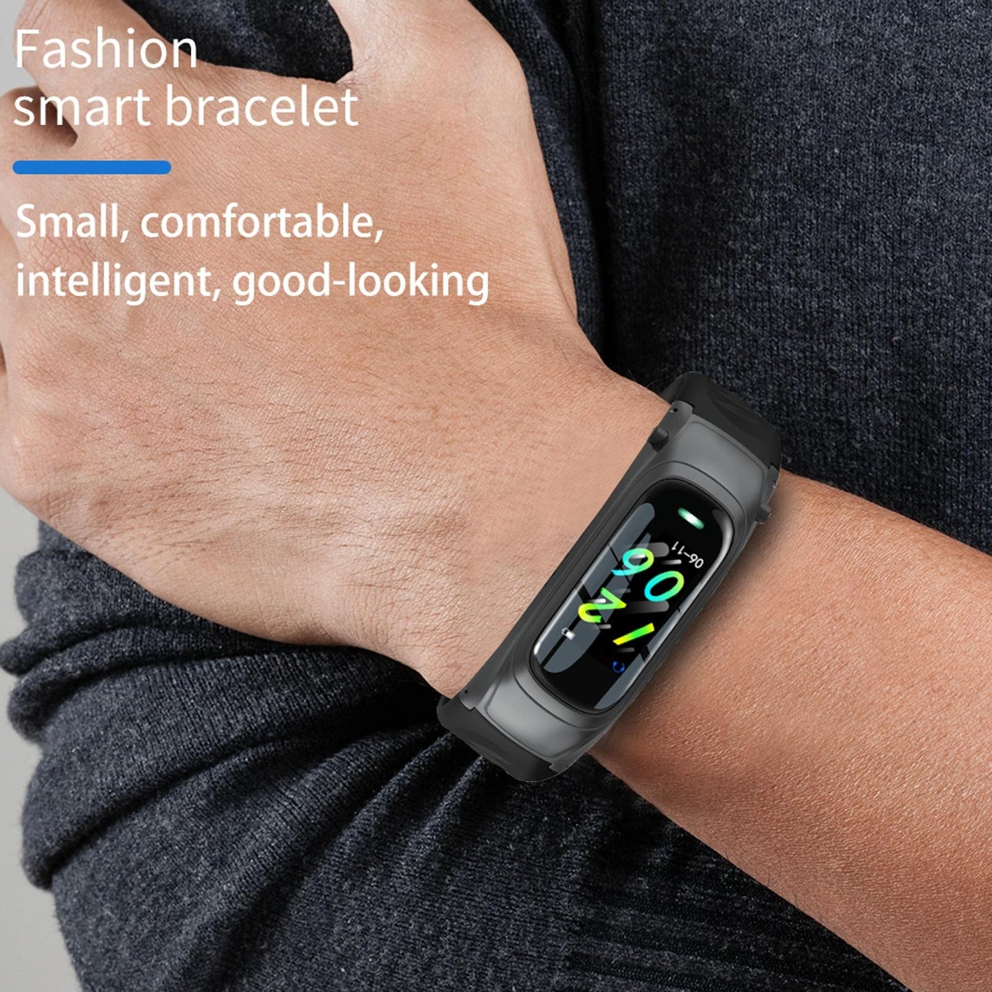 Smart Bracelet With Ai Voice Sleep & Heart Rate Monitoring Call Rejection - Black
