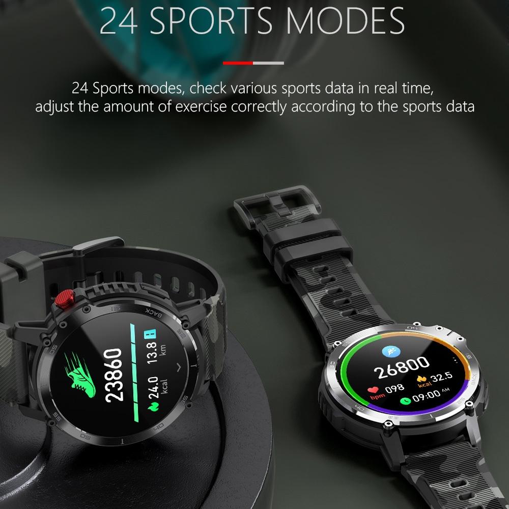 1.6 Inch Round Screen Bluetooth Smart Watch Support Health Monitoring & 24 Sports Modes Black