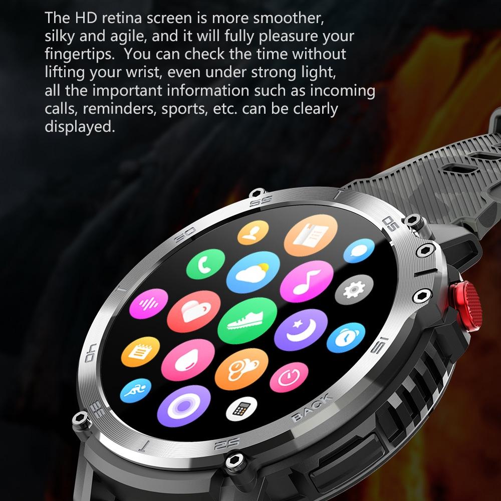 1.6 Inch Round Screen Bluetooth Smart Watch Support Health Monitoring & 24 Sports Modes Black