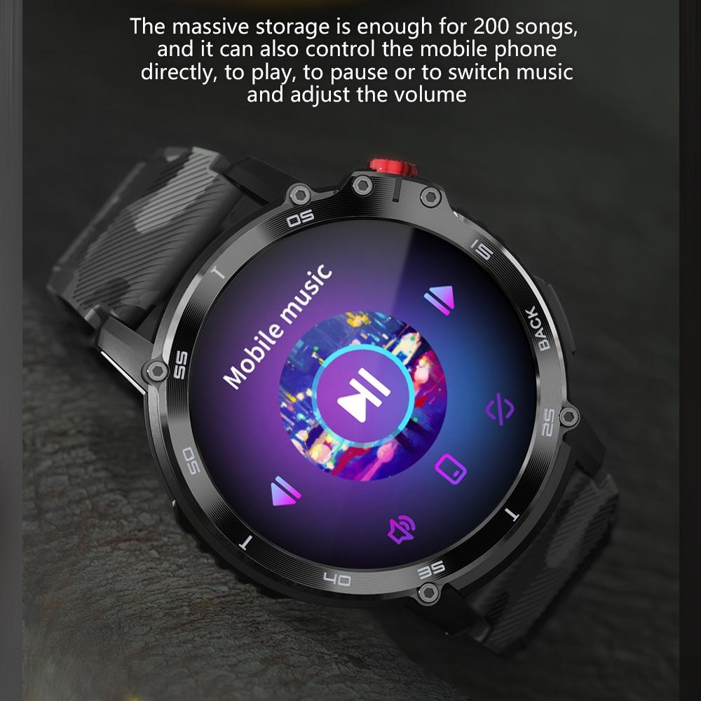 1.6 Inch Round Screen Bluetooth Smart Watch Support Health Monitoring & 24 Sports Modes Black