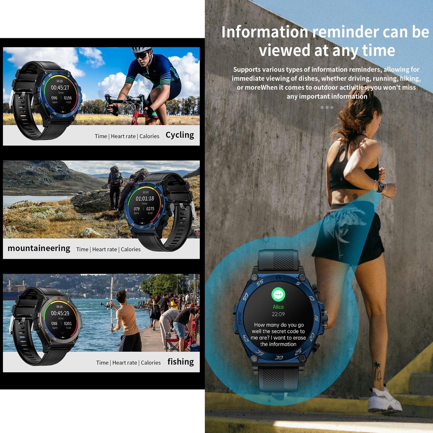 1.53 Inch Ip67 Bt5.0 Sport Smart Watch With Earbuds Support Bluetooth Call / Sleep / Blood Oxygen / Heart Rate / Blood Pressure Health Monitor - Black
