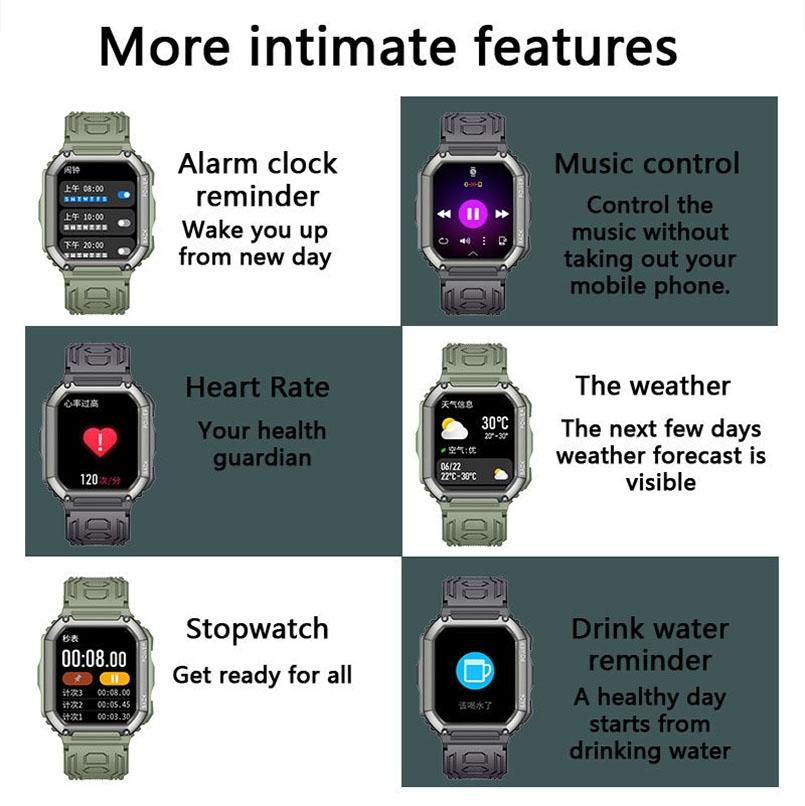 1.8 Inch Heart Rate Blood Pressure Monitoring Smart Calling Watch - Black
