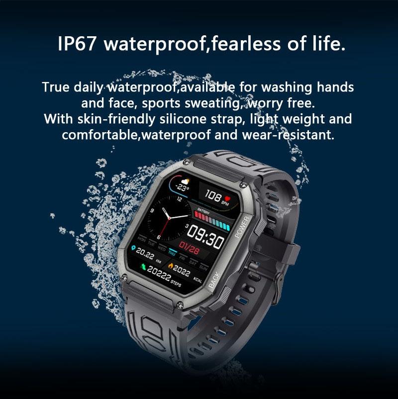 1.8 Inch Heart Rate Blood Pressure Monitoring Smart Calling Watch - Black