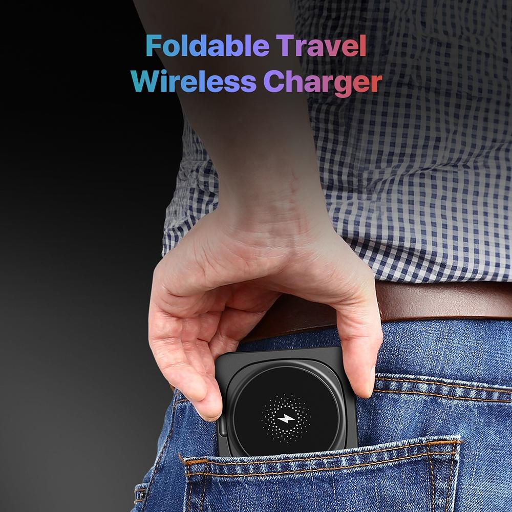 Portable Magnetic Wireless Charger Fast Charging Black