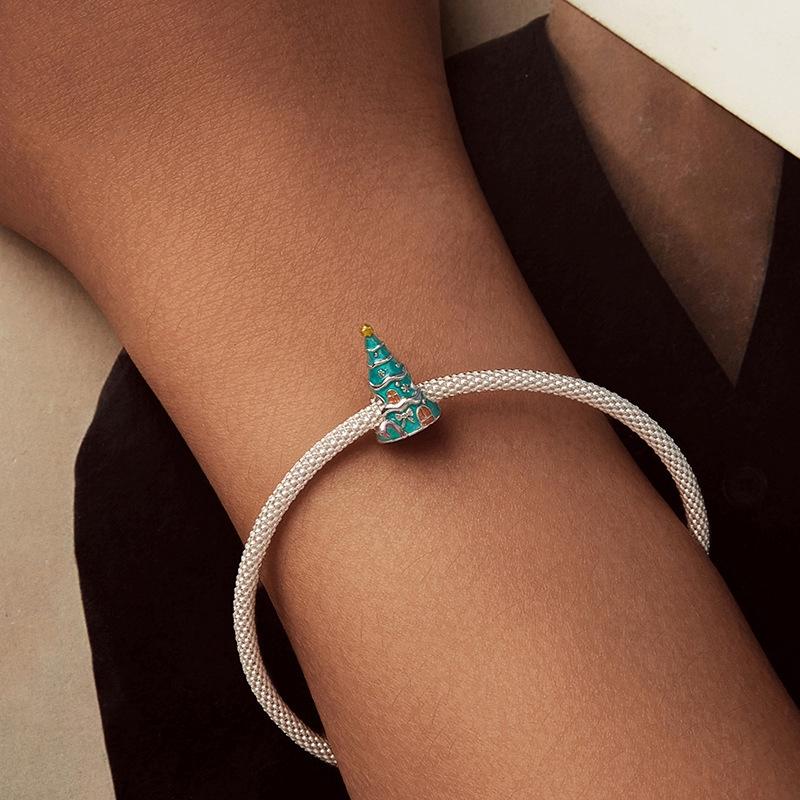 925 Sterling Silver Christmas Tree House Bracelet Beads