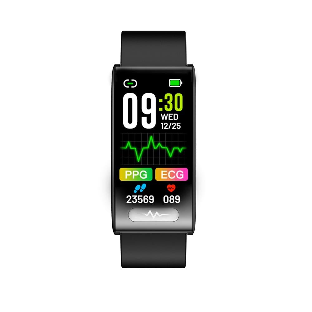 Smart Watch With Heart / Bp / Oxygen / Sugar Monitoring Silicone Strap Colour Screen - Black