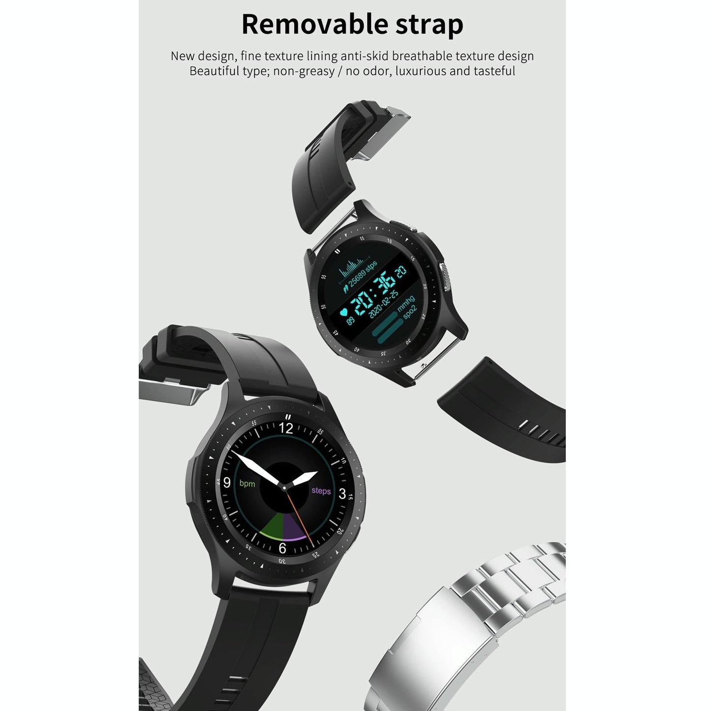 Waterproof Smart Bracelet With Touch Screen Bluetooth Call And Heart Rate Monitor - Black
