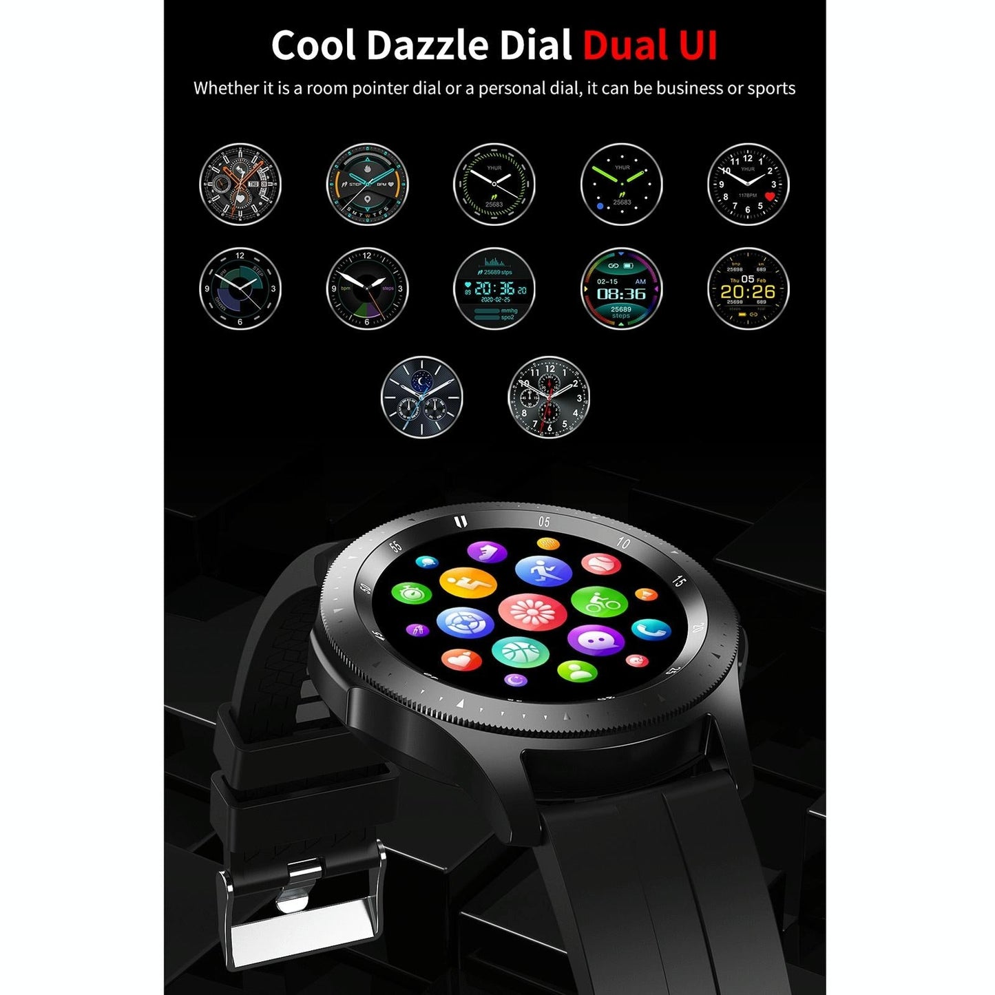 Waterproof Smart Bracelet With Touch Screen Bluetooth Call And Heart Rate Monitor - Black