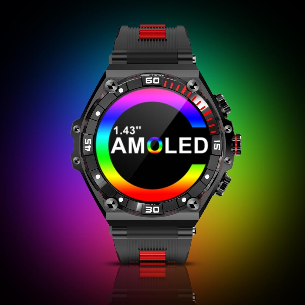 1.43 Inch Amoled Screen Smart Watch Supports Bluetooth Call / Blood Oxygen Detection - Red